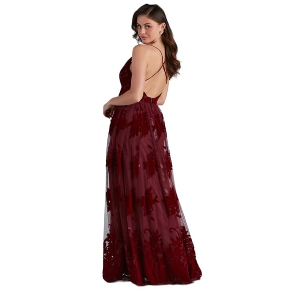 Morgan Formal Flocked Velvet Dress Size Small - Picture 6 of 11